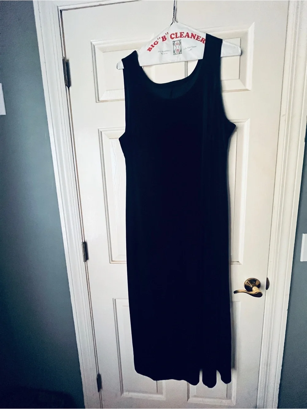 Black Velvet Dress with White Collar and Cuffs